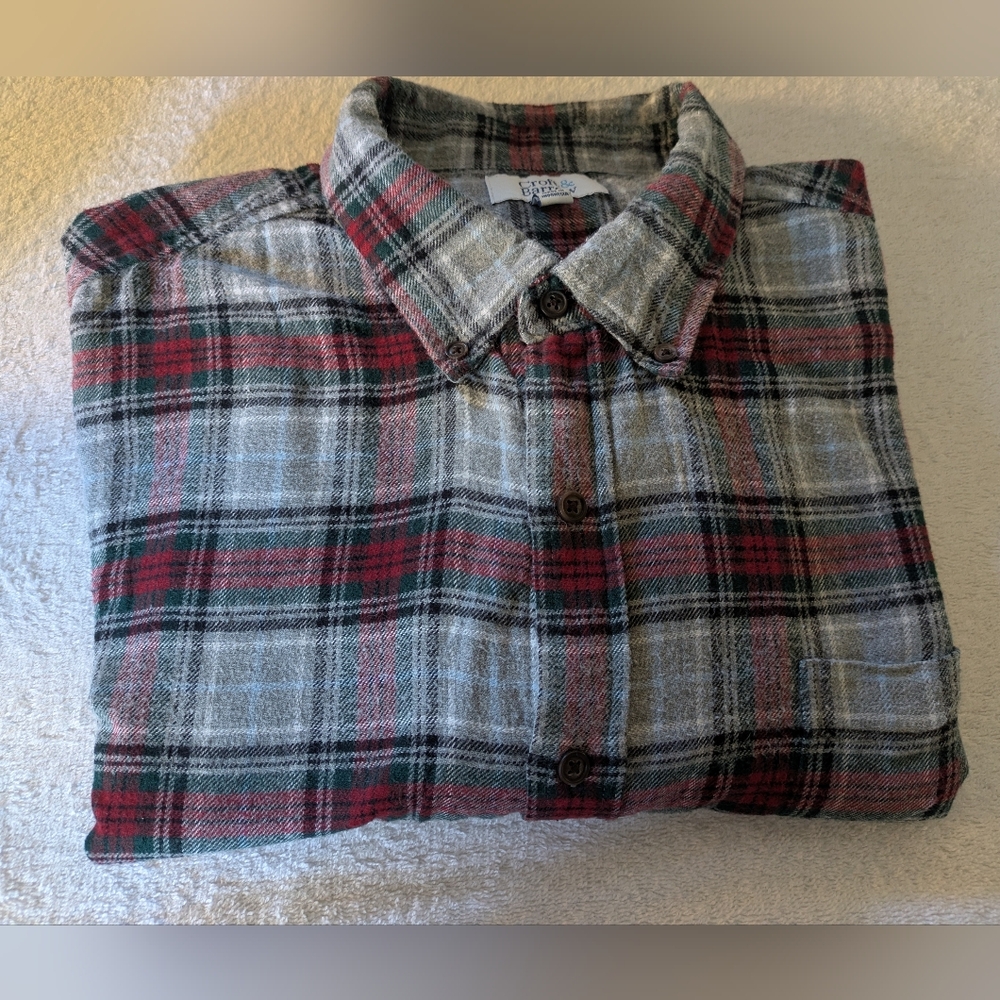 Goodfellow & Co Red and Gray Plaid Casual Shirt